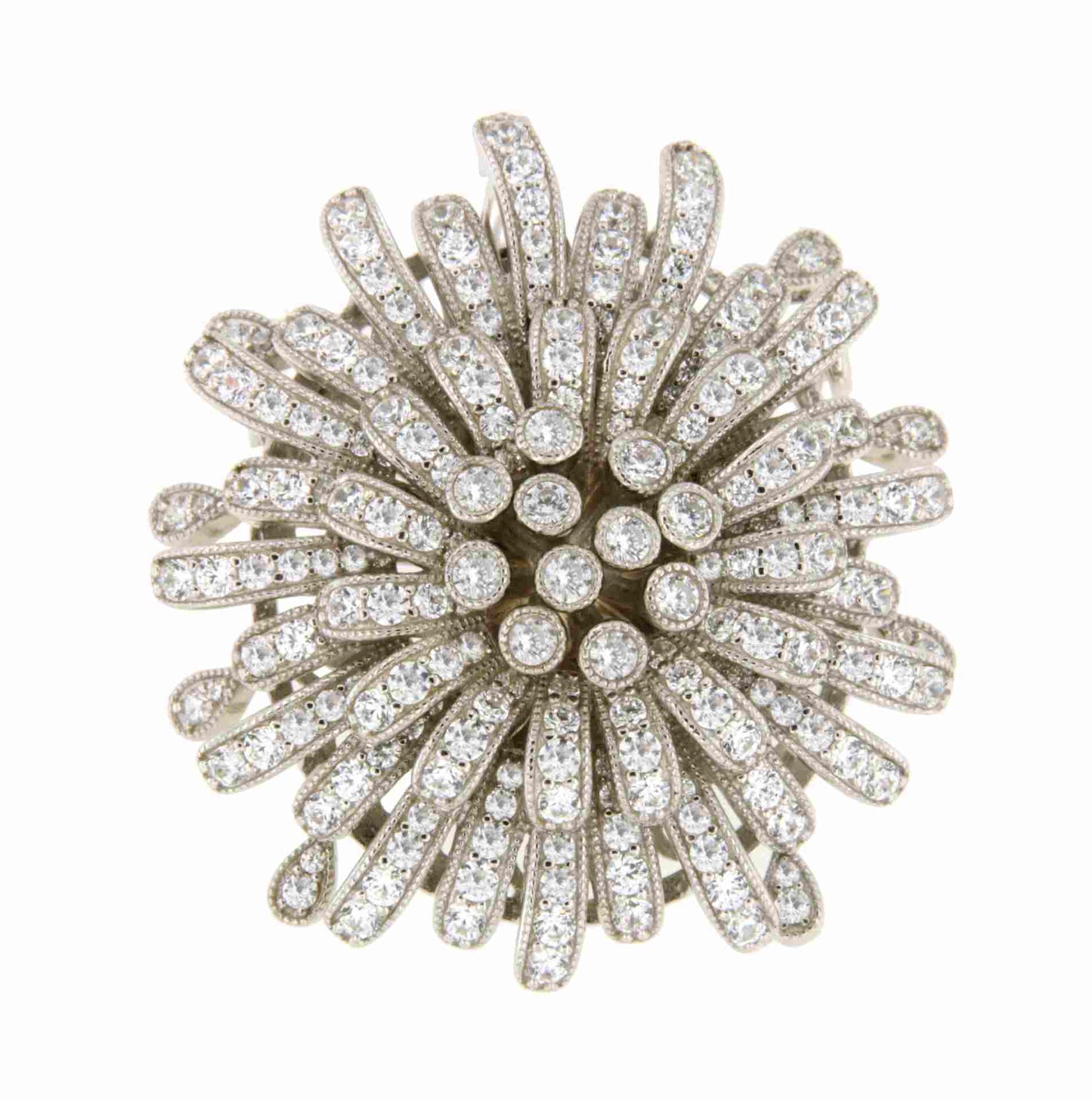 Broche FLOR colgante art deco en plata de ley 925 con circonitas.