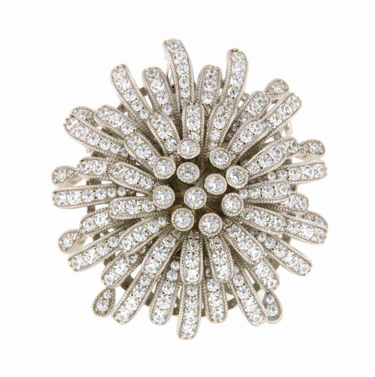 Broche FLOR  colgante art deco en plata de ley 925 con circonitas.