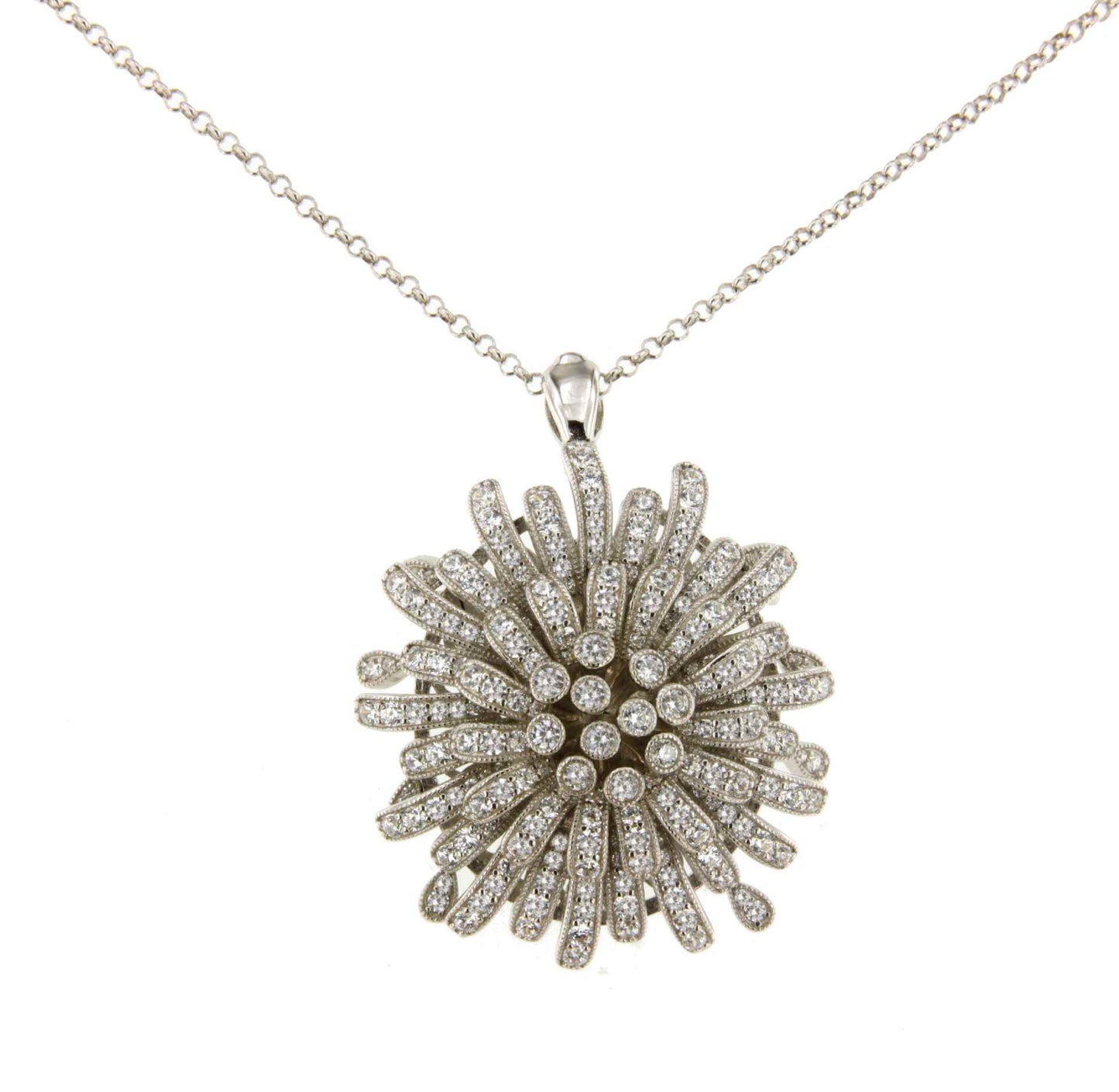 Broche FLOR colgante art deco en plata de ley 925 con circonitas.