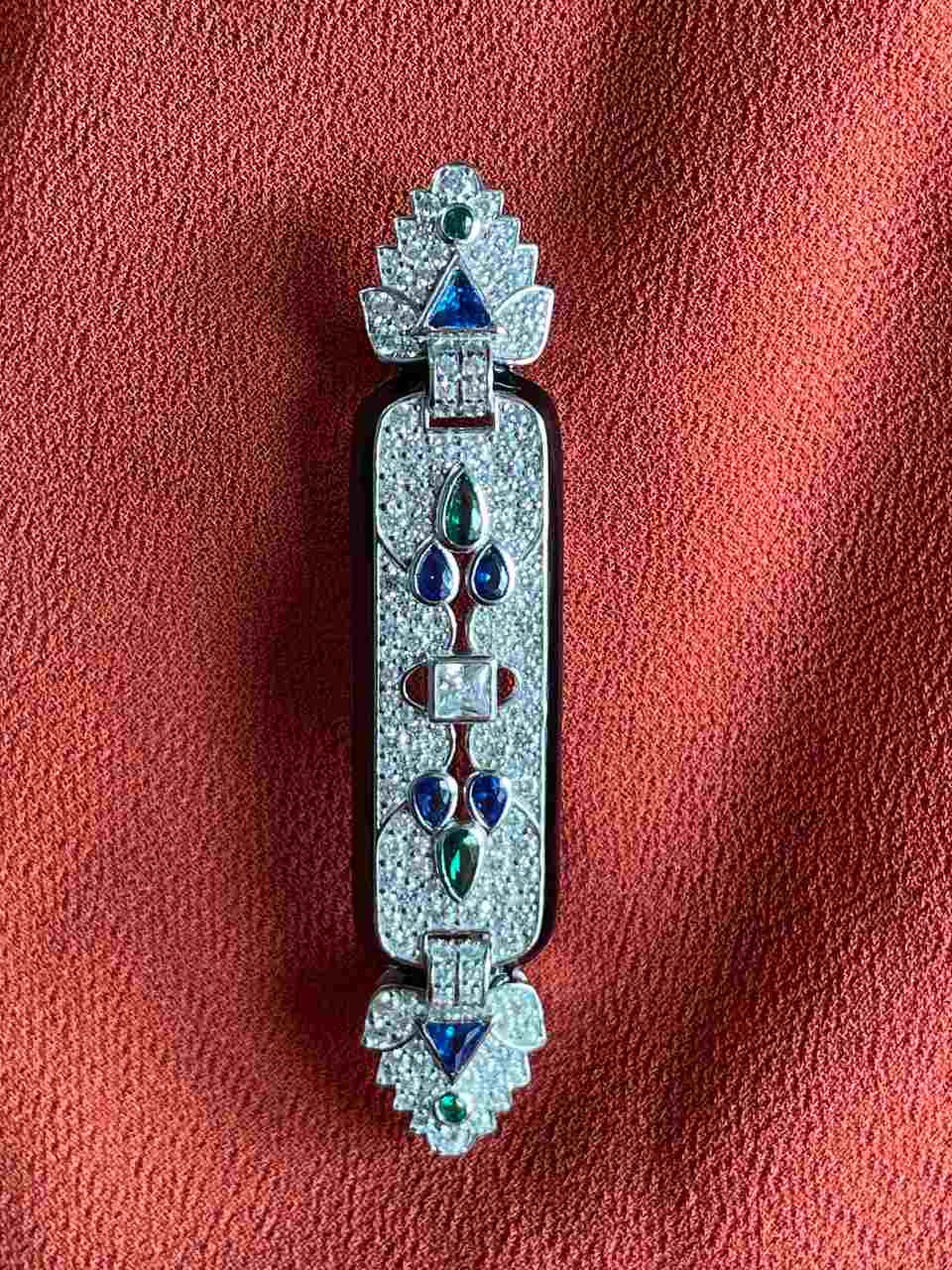 Broche SENDA art decó de plata de ley con circonitas