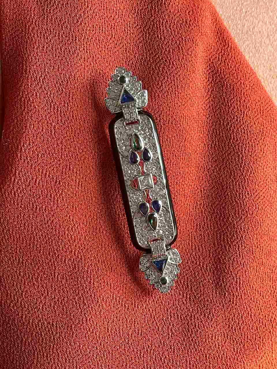 Broche SENDA art decó de plata de ley con circonitas