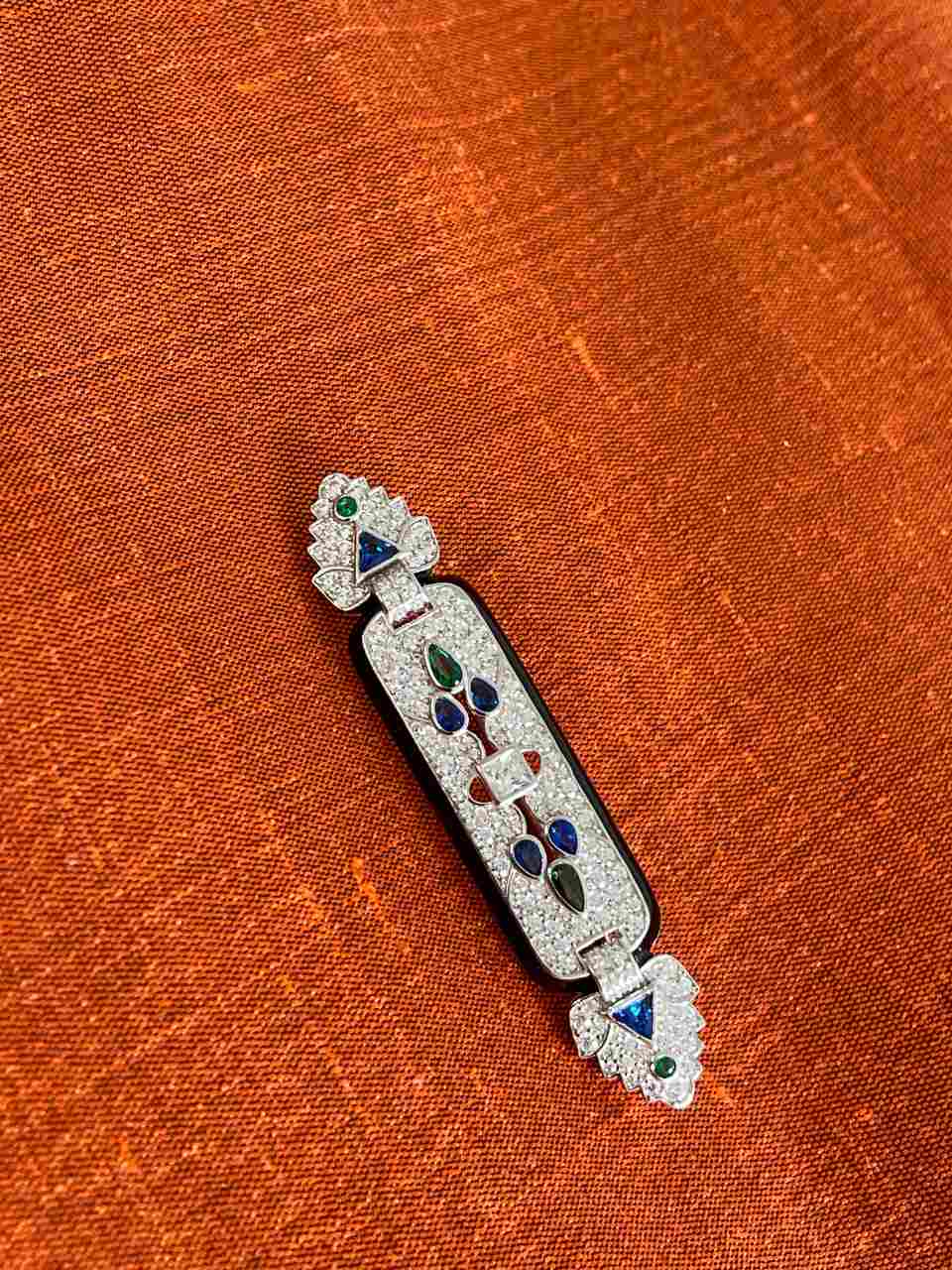 Broche SENDA art decó de plata de ley con circonitas