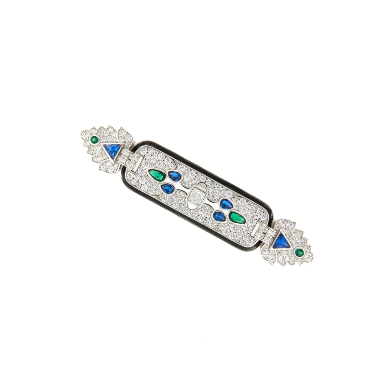 Broche SENDA art decó de plata de ley con circonitas