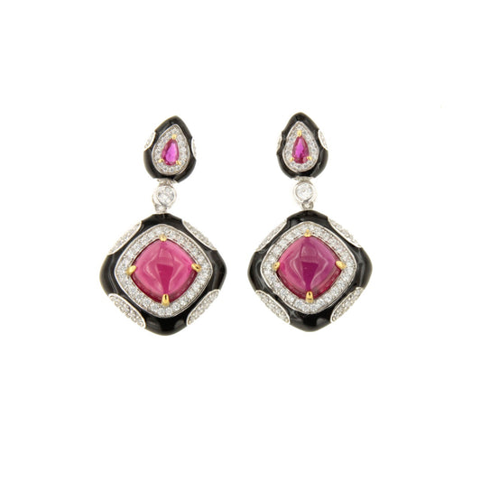 Pendientes CARMESÍ  en plata primera ley con circonitas