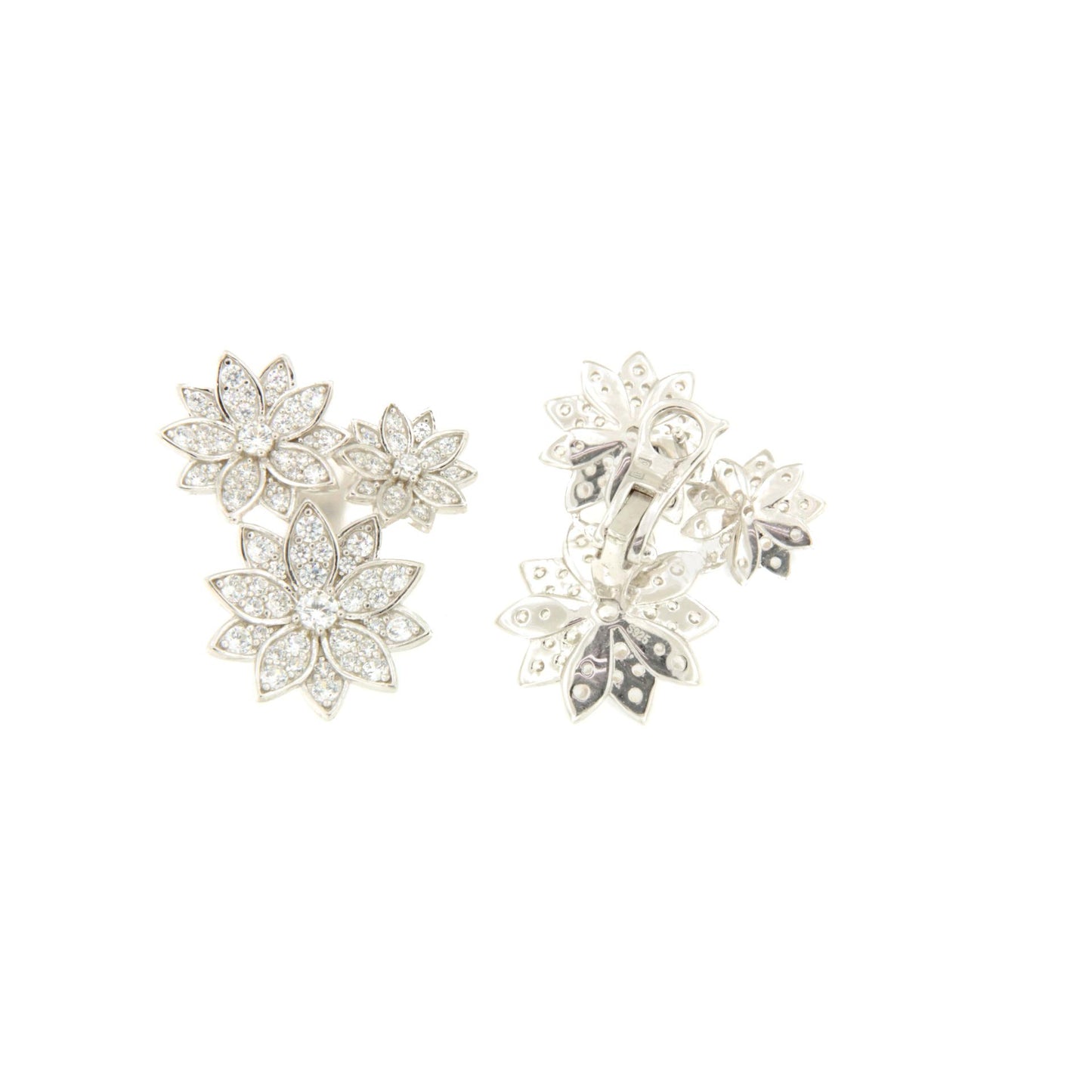 Pendientes cortos SOLAZ en plata de ley y circonitas