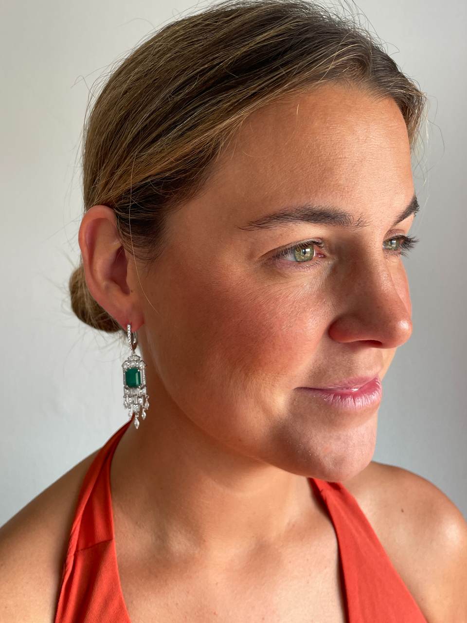 Pendientes NIVEA en plata primera ley con circonitas esmeralda