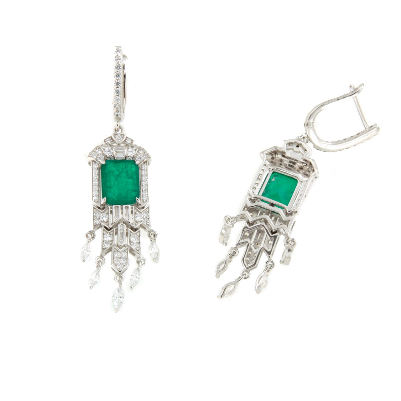 Pendientes NIVEA en plata primera ley con circonitas esmeralda