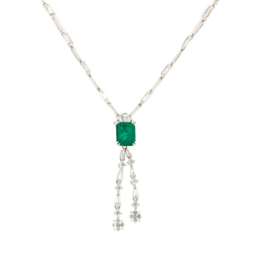 Gargantilla DUNA en plata de 1º ley con circonitas y cuarzo esmeralda