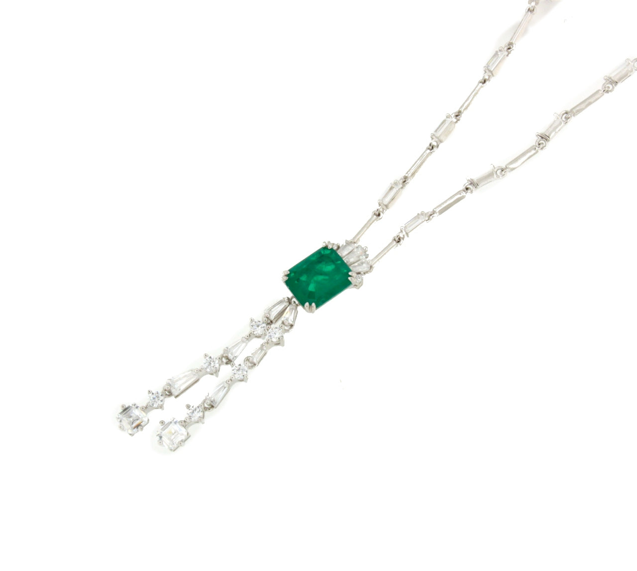 Gargantilla DUNA en plata de 1º ley con circonitas y cuarzo esmeralda