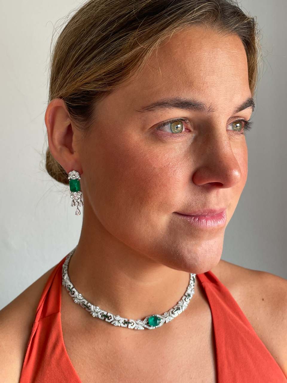 Gargantilla GALA en plata de 1º ley con circonitas y cuarzo esmeralda
