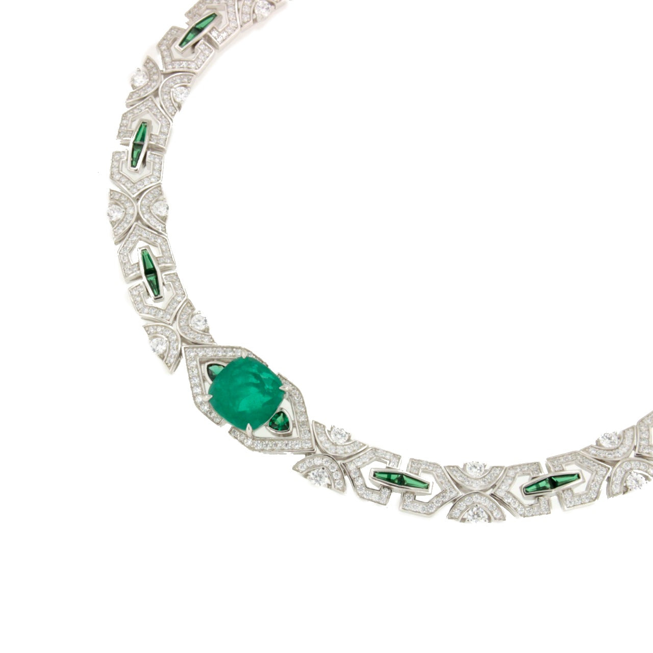 Gargantilla GALA en plata de 1º ley con circonitas y cuarzo esmeralda