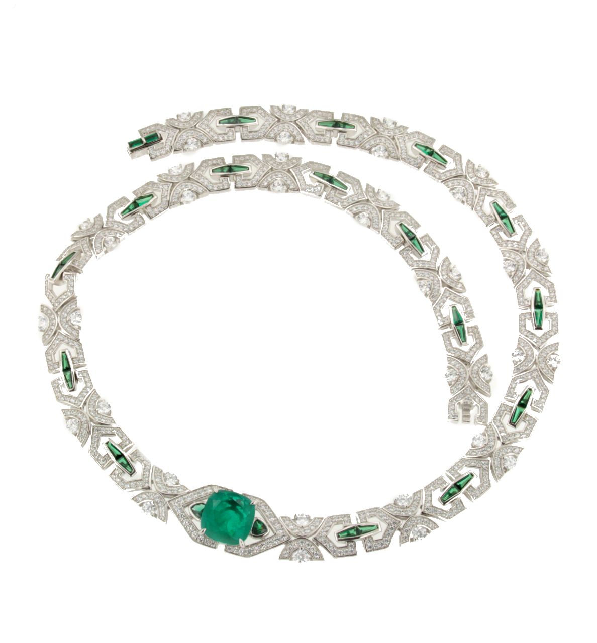 Gargantilla GALA en plata de 1º ley con circonitas y cuarzo esmeralda