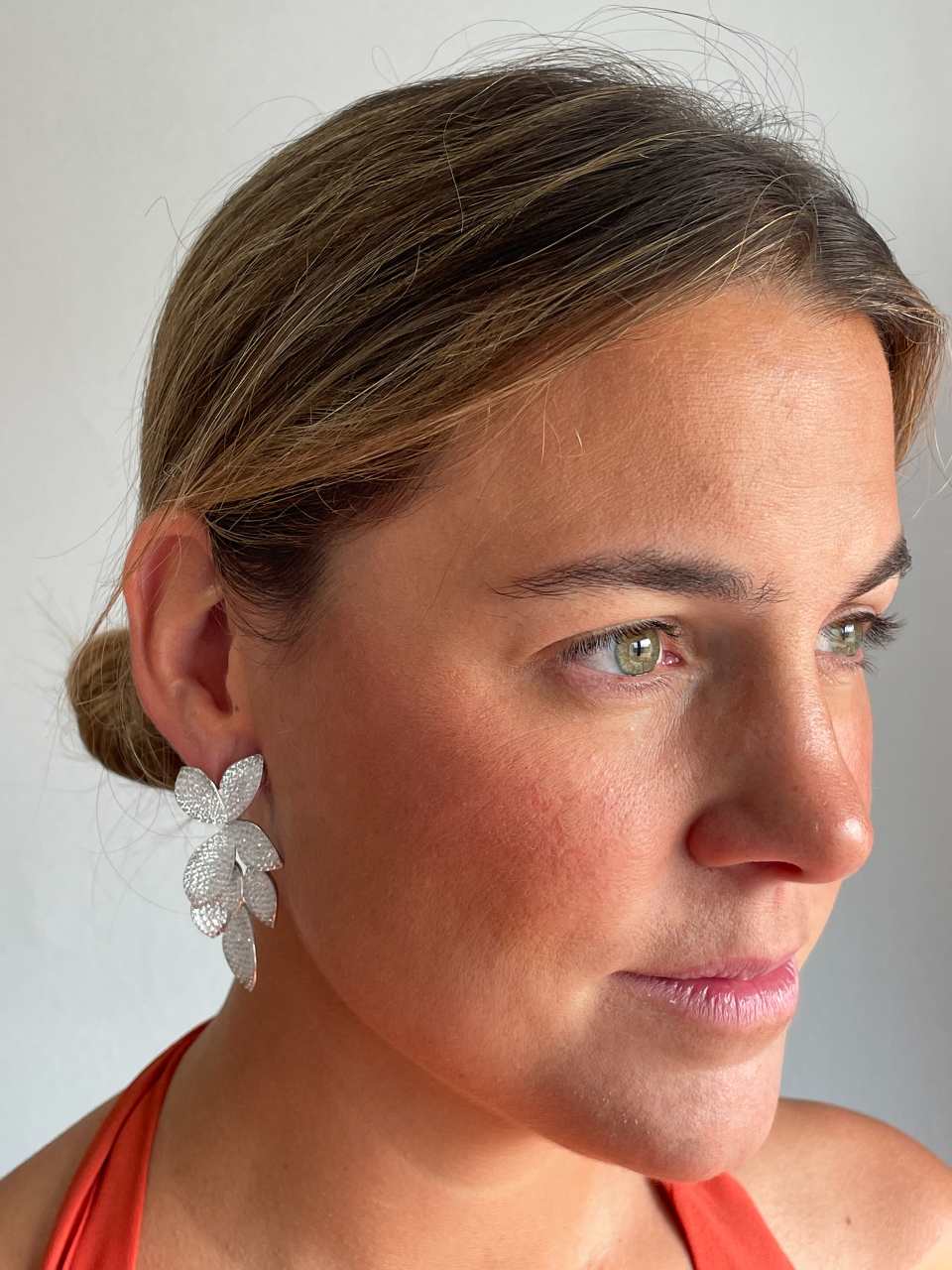 Pendientes largo CLOE en plata de ley con circonitas