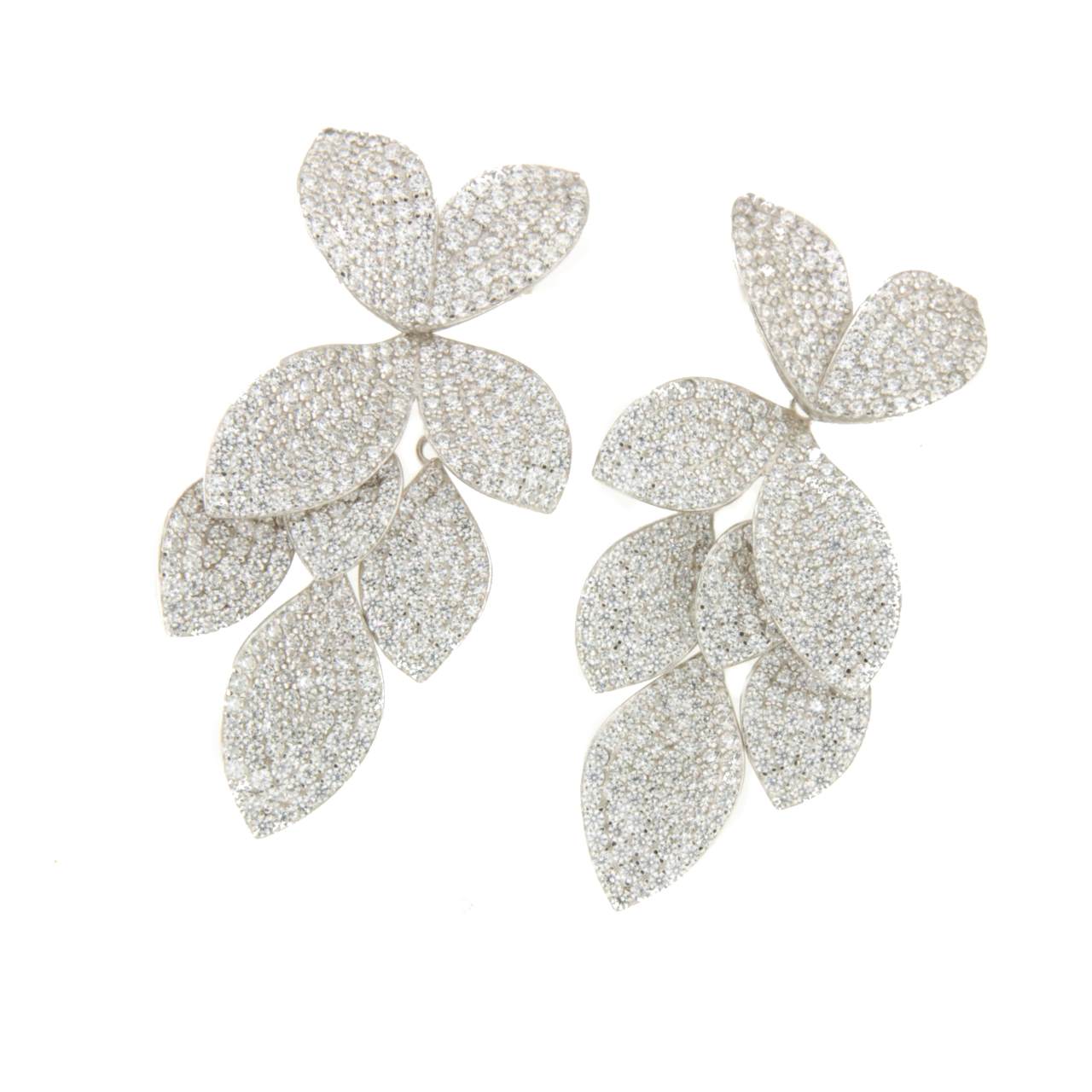 Pendientes largo CLOE en plata de ley con circonitas