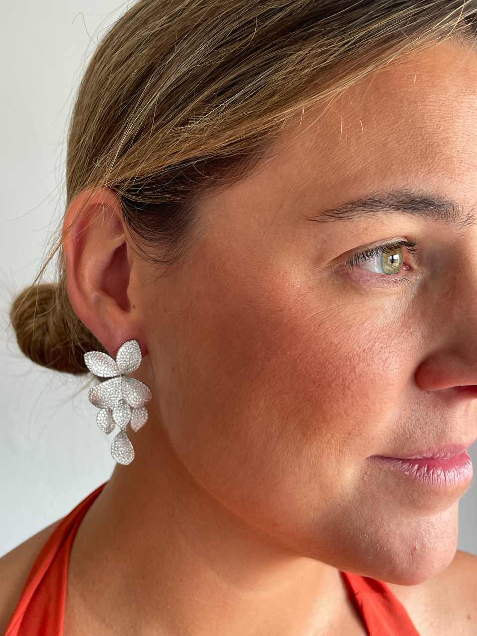 Pendientes largo CLOE en plata de ley con circonitas