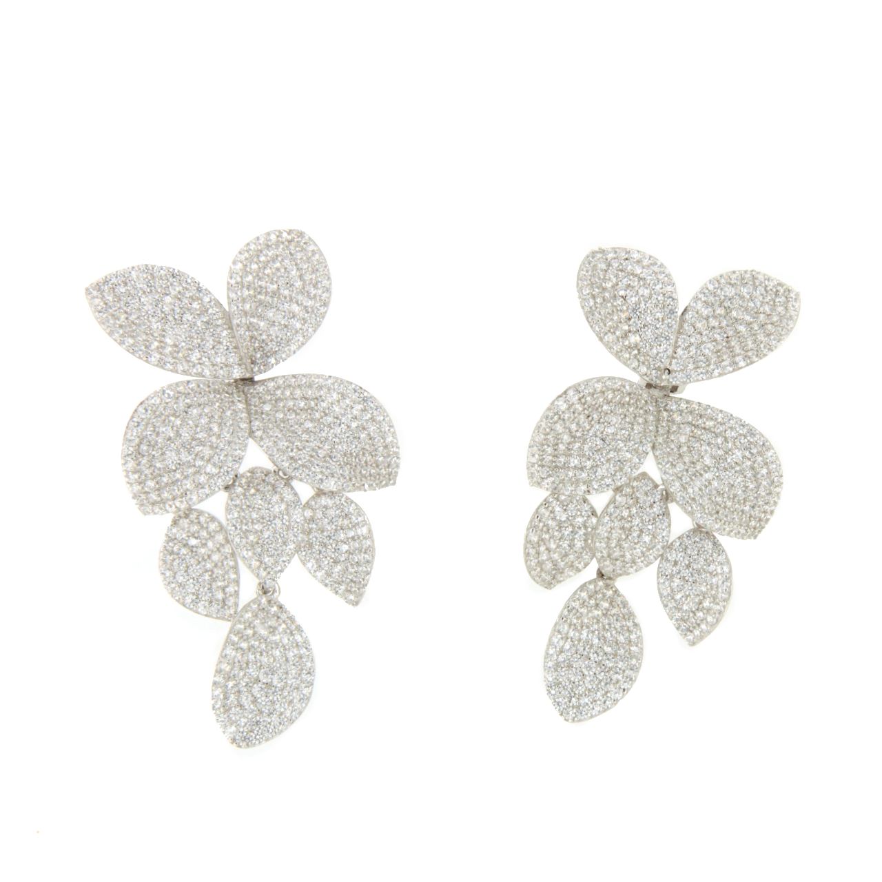 Pendientes largo CLOE en plata de ley con circonitas