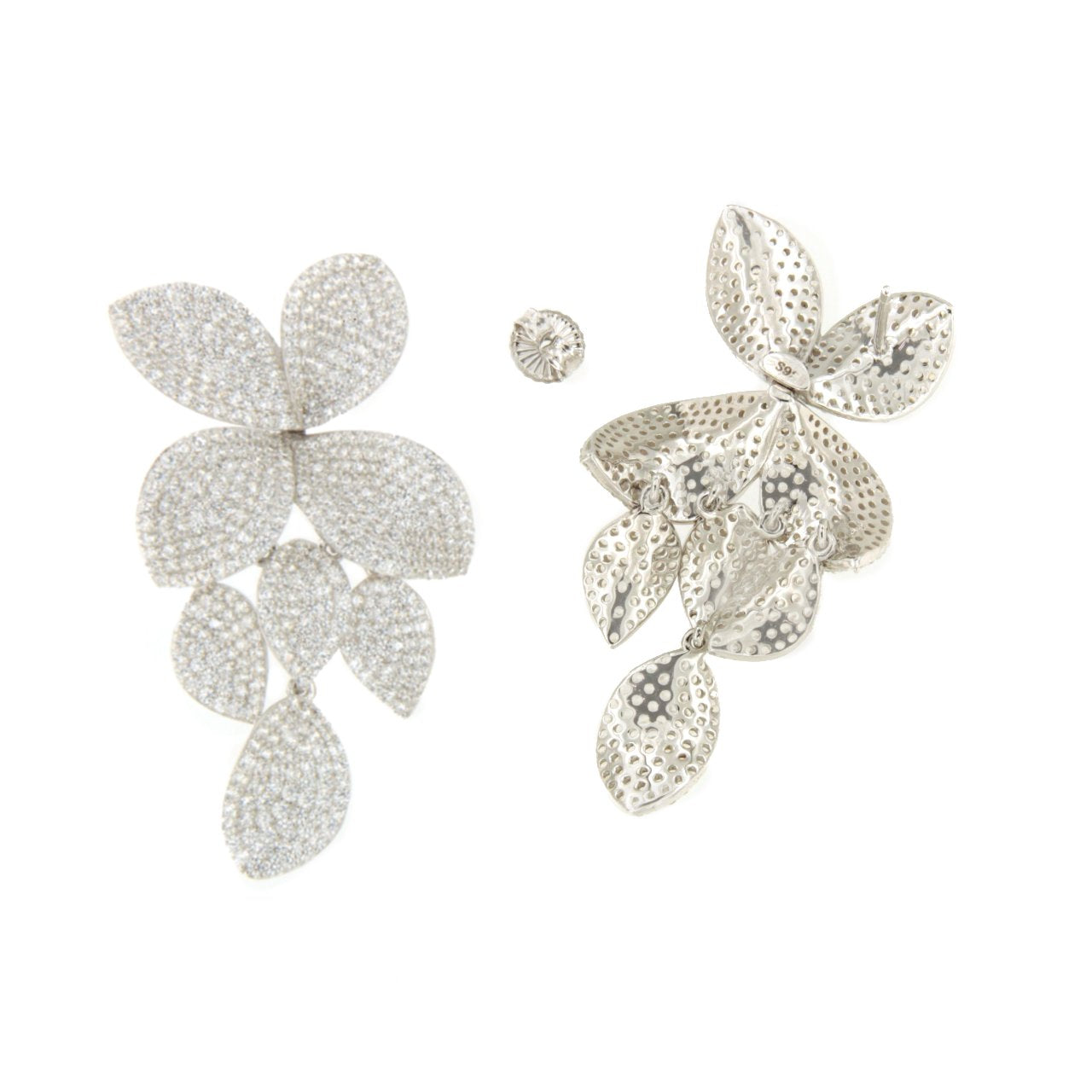 Pendientes largo CLOE en plata de ley con circonitas