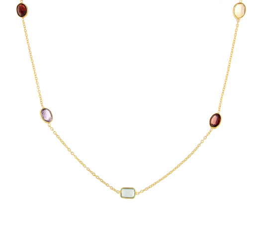 Lollipop necklace in sterling silver with 18k gold plating and precious gemstones