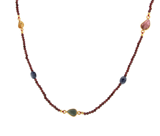 Coca-Cola necklace in sterling silver with 18k gold plating and tourmaline