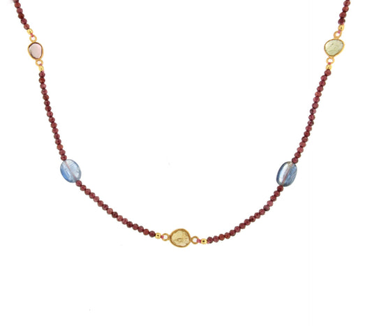 GOMINOLA necklace in sterling silver with 18k gold plating and tourmalines