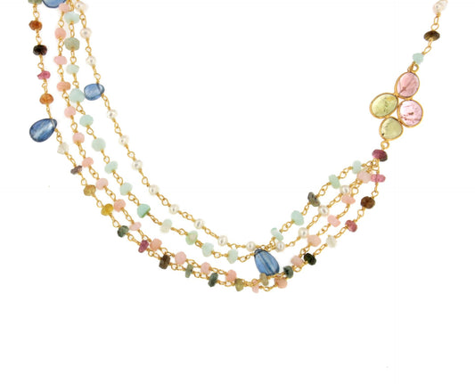 TARTITA necklace in sterling silver with 18k gold plating and precious stones