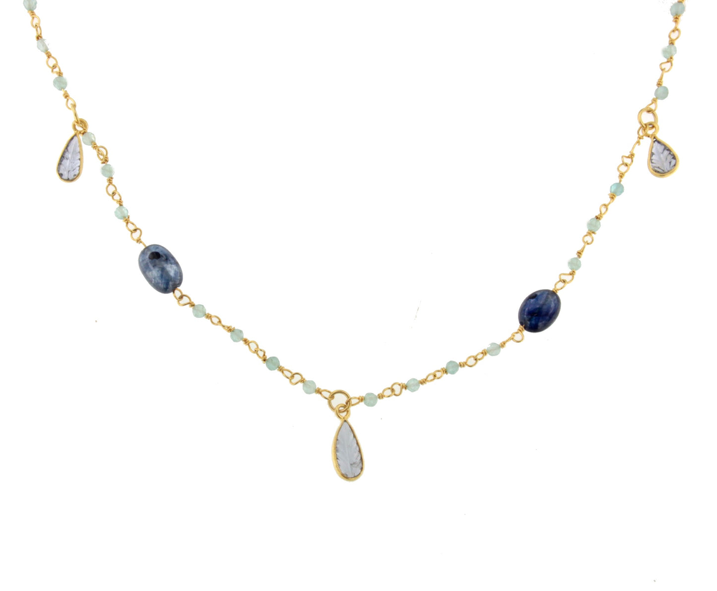 Collar CEREZA en plata de 1º ley con baño de oro 18 ktes y zafiros