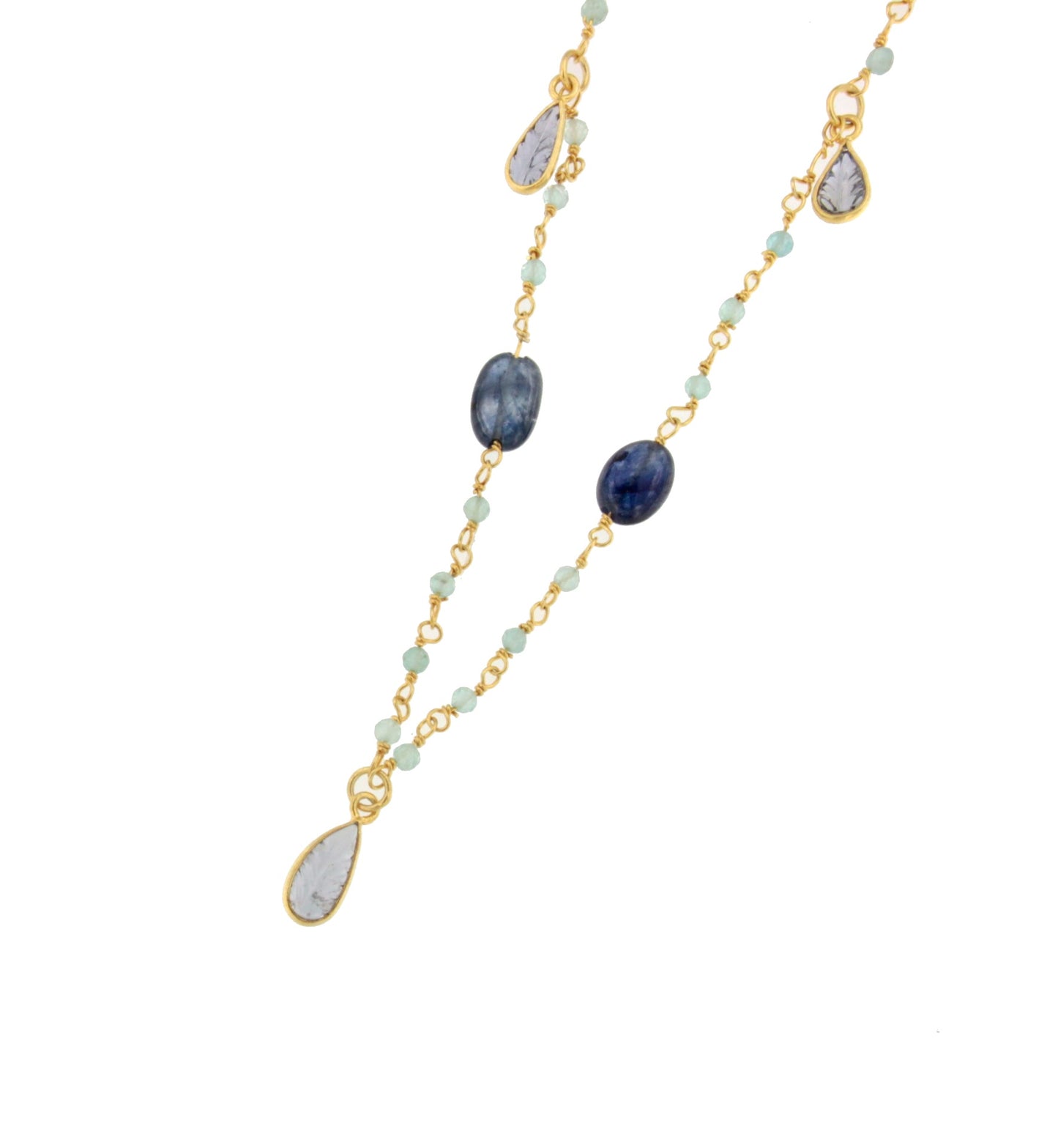Collar CEREZA en plata de 1º ley con baño de oro 18 ktes y zafiros