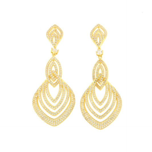 Mermaid earrings, in sterling silver plated in 18-karat gold with cubic zirconia