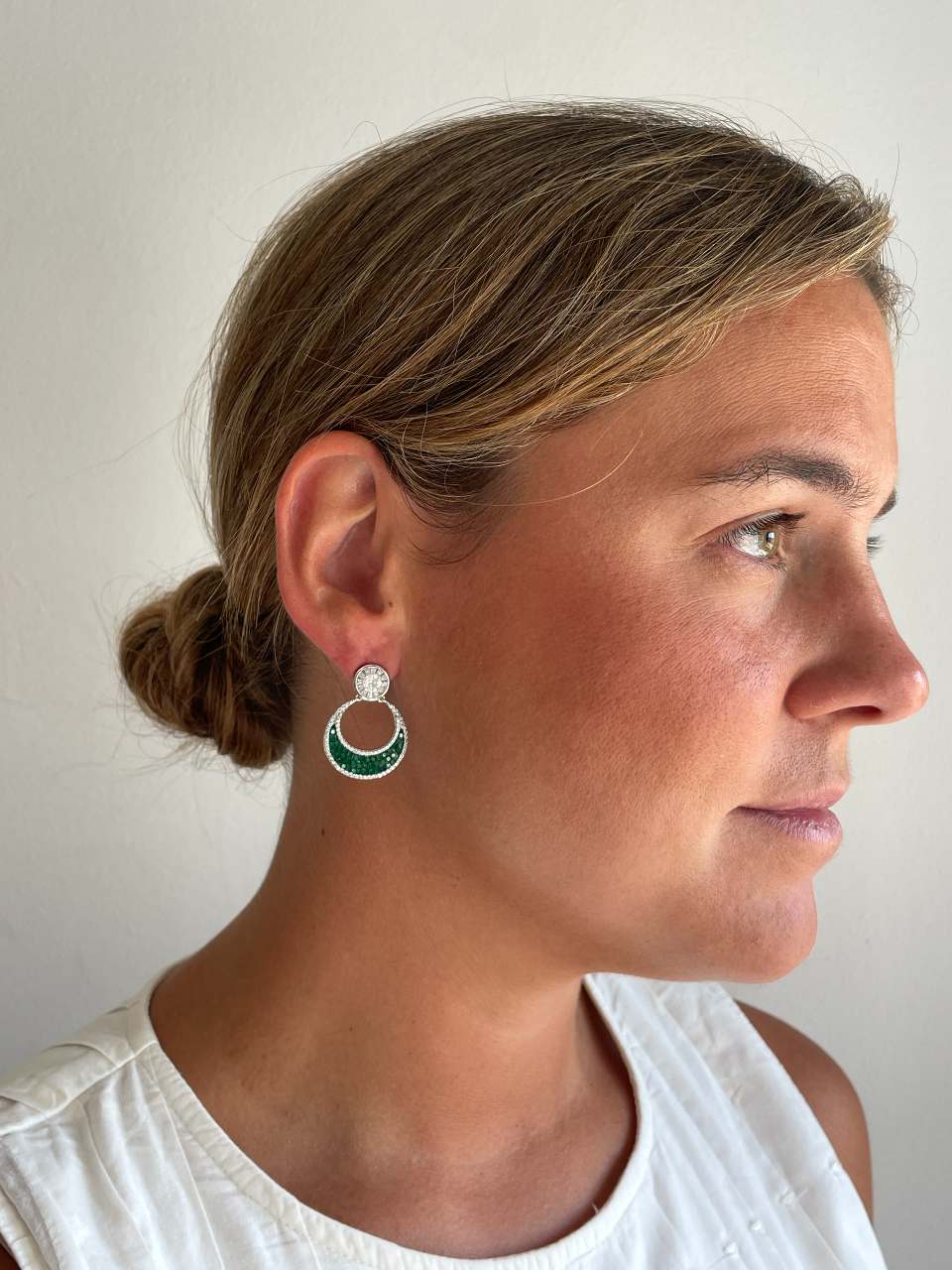 Pendientes SELANE, en plata 1ª ley con circonitas en engaste invisible