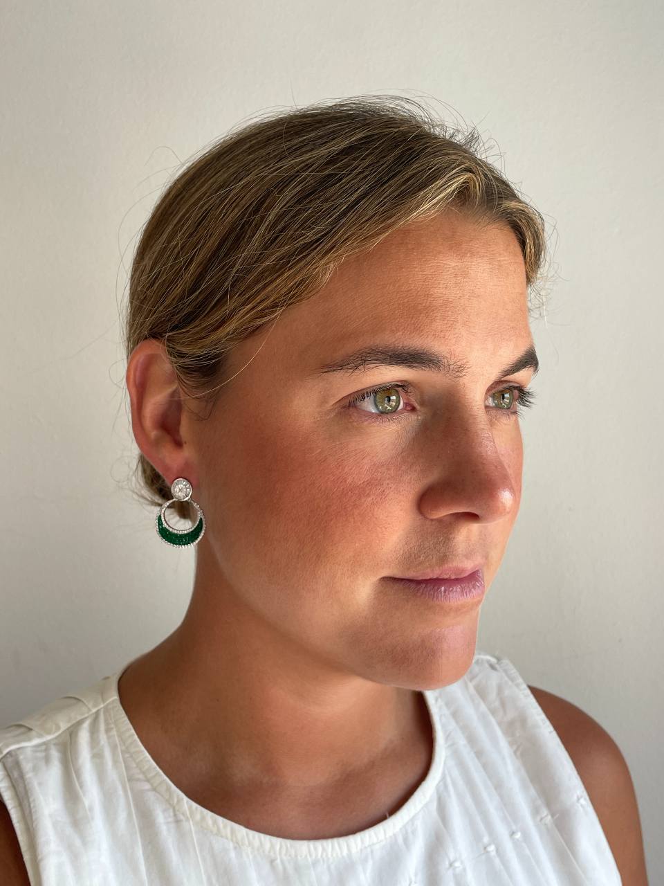 Pendientes SELANE, en plata 1ª ley con circonitas en engaste invisible
