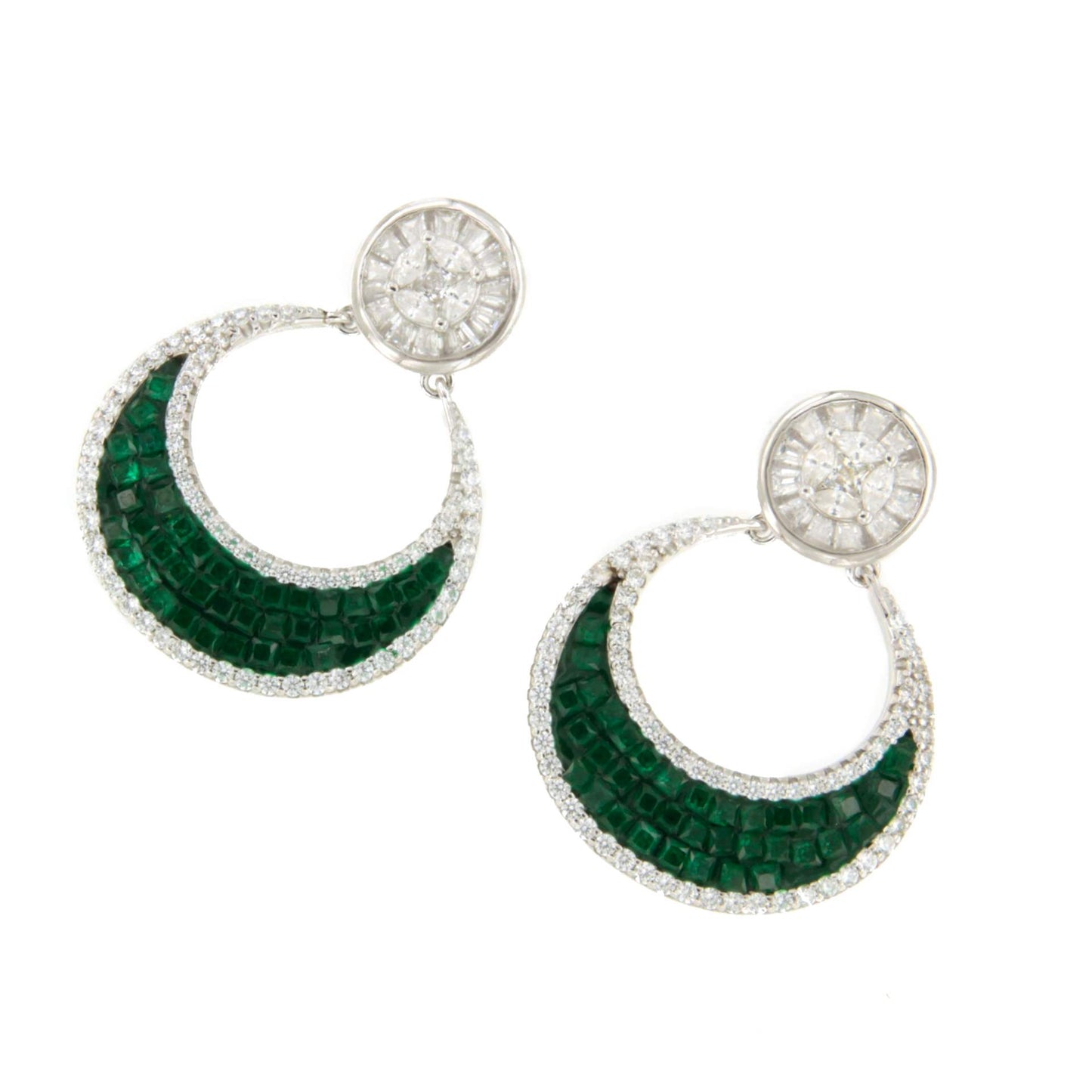 Pendientes SELANE, en plata 1ª ley con circonitas en engaste invisible