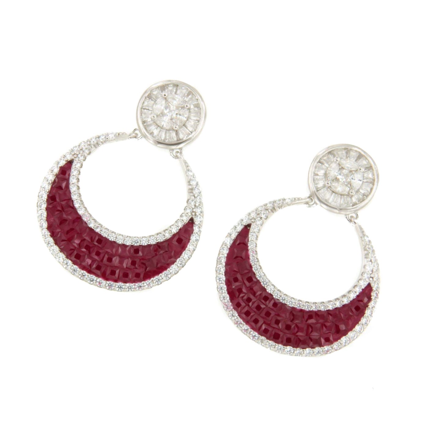 Pendientes SELANE, en plata 1ª ley con circonitas en engaste invisible