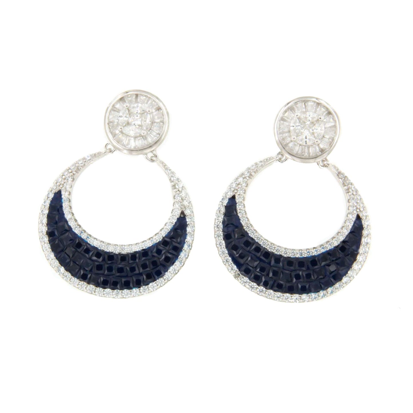 Pendientes SELANE, en plata 1ª ley con circonitas en engaste invisible
