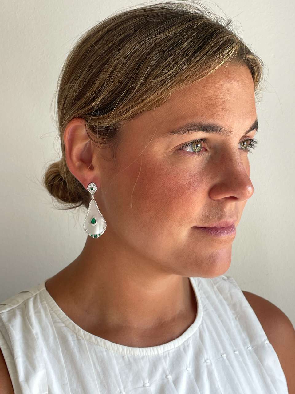 NAELLE earrings in sterling silver with mother-of-pearl and cubic zirconia