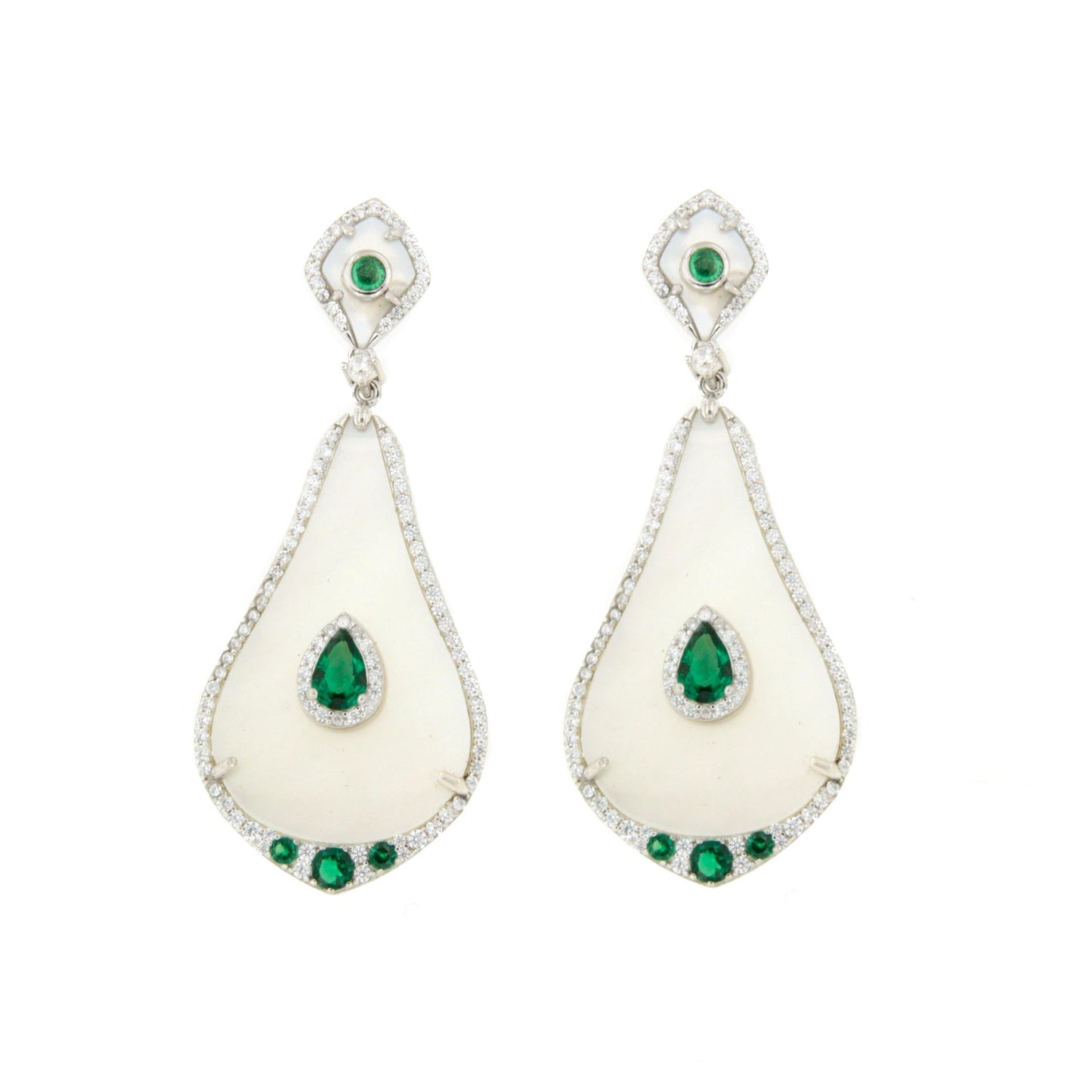 NAELLE earrings in sterling silver with mother-of-pearl and cubic zirconia