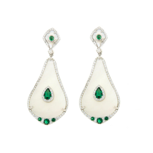 NAELLE earrings in sterling silver with mother-of-pearl and cubic zirconia