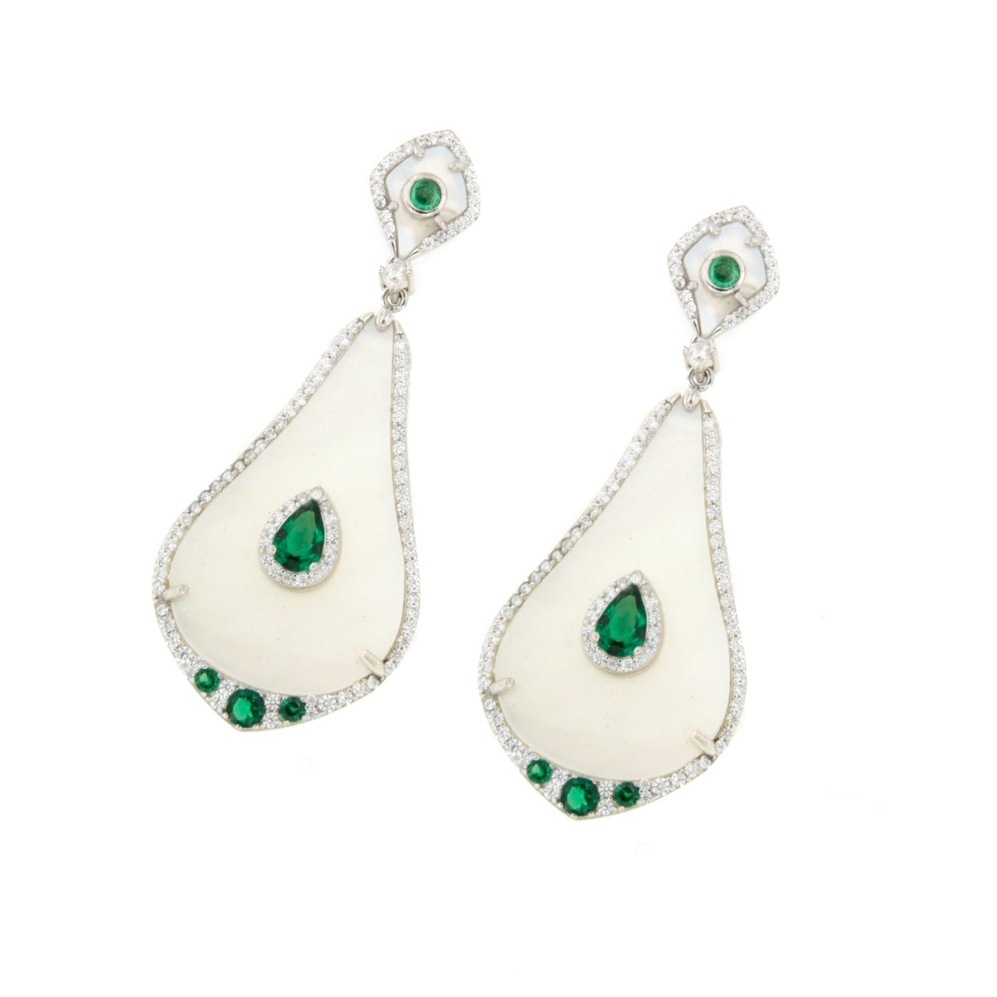 NAELLE earrings in sterling silver with mother-of-pearl and cubic zirconia
