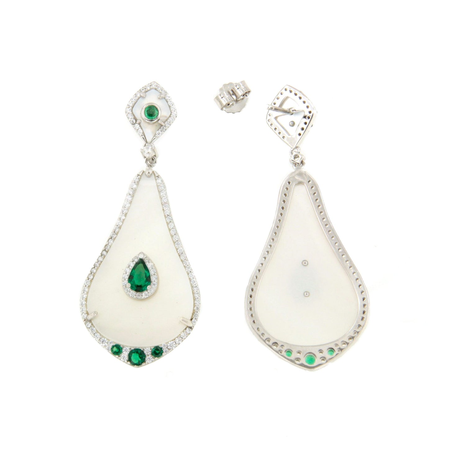 NAELLE earrings in sterling silver with mother-of-pearl and cubic zirconia