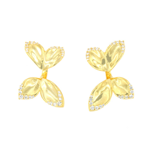 NAIA earrings, leaf in sterling silver with 18k gold plating