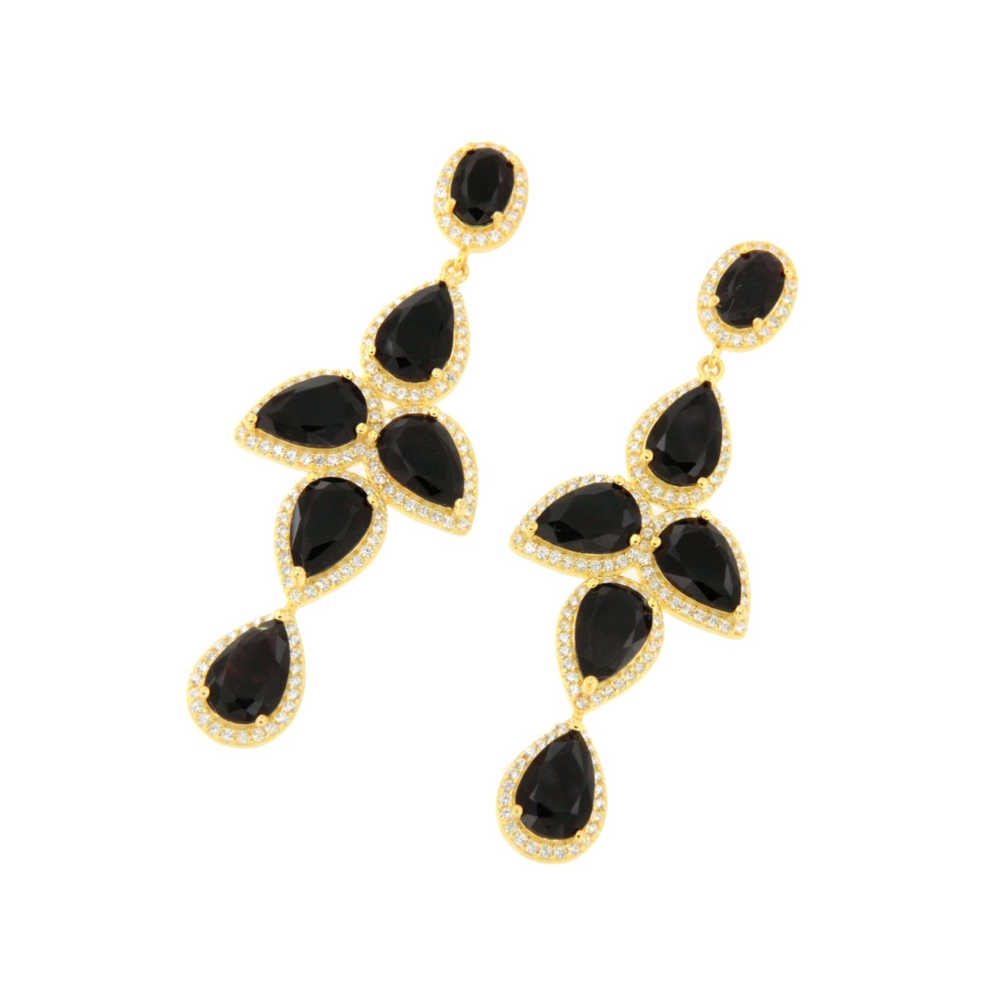 Pendientes NAIRA, en plata primera ley bañada en oro 18 kilates coral / turquesa/ ónix