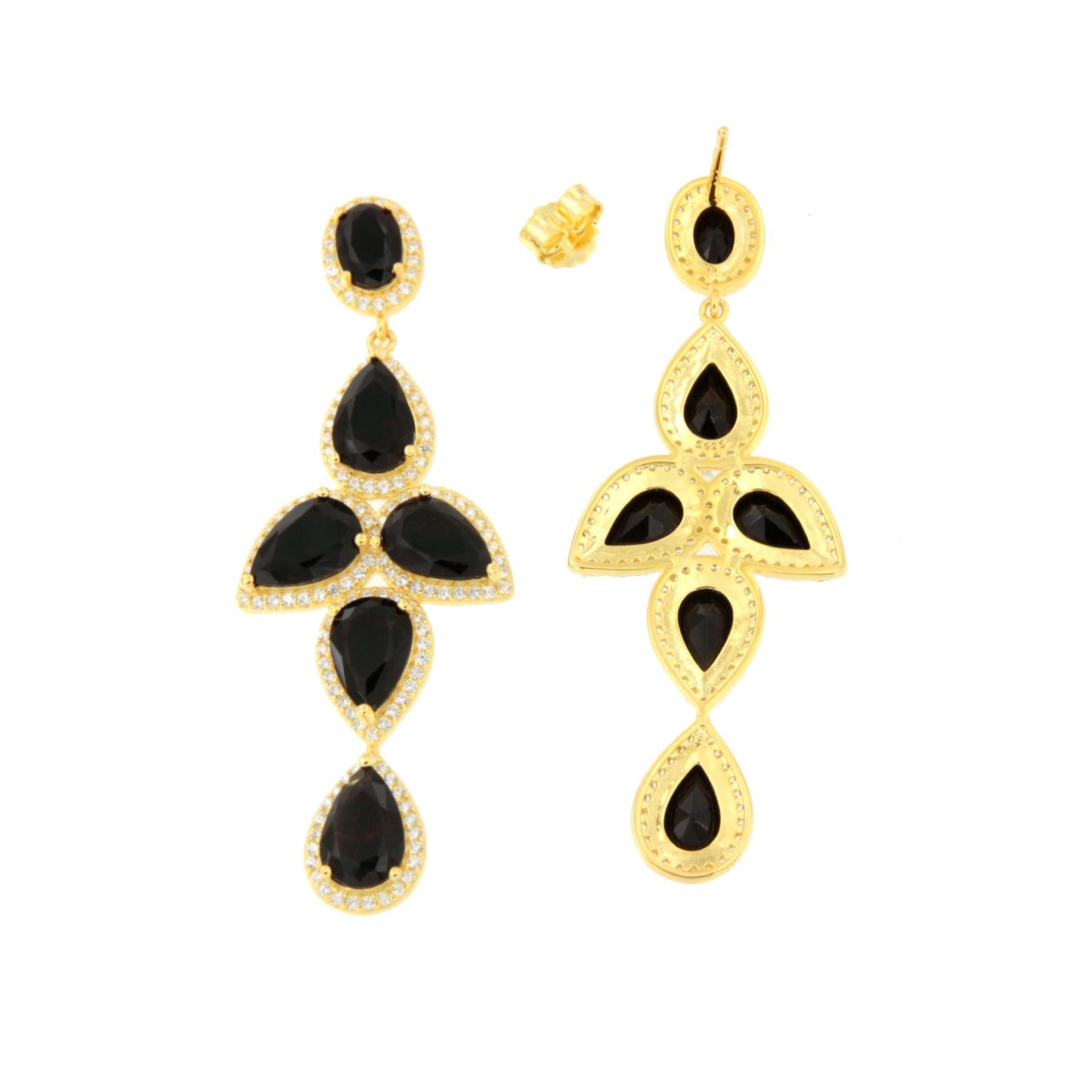Pendientes NAIRA, en plata primera ley bañada en oro 18 kilates coral / turquesa/ ónix