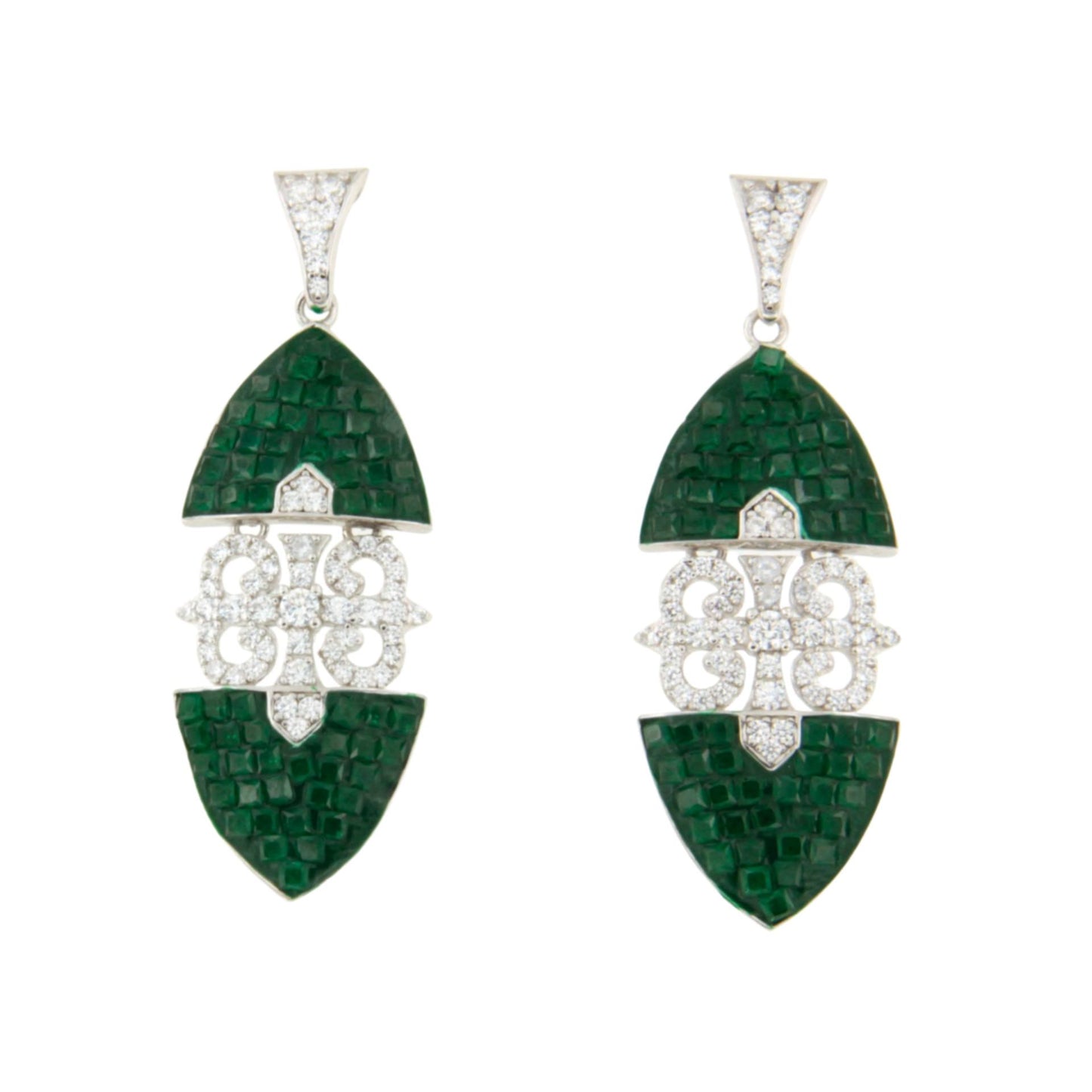 Pendientes LYRA, en plata 1ª ley con circonitas en engaste invisible