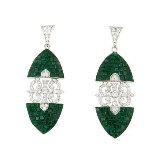 Pendientes LYRA, en plata 1ª ley con circonitas en engaste invisible