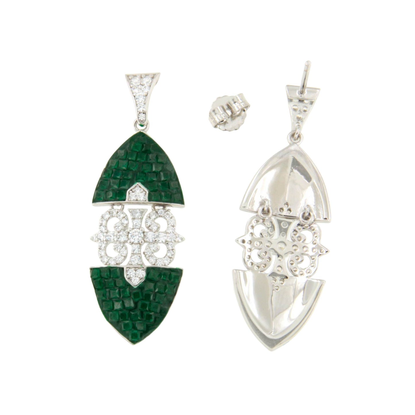 Pendientes LYRA, en plata 1ª ley con circonitas en engaste invisible