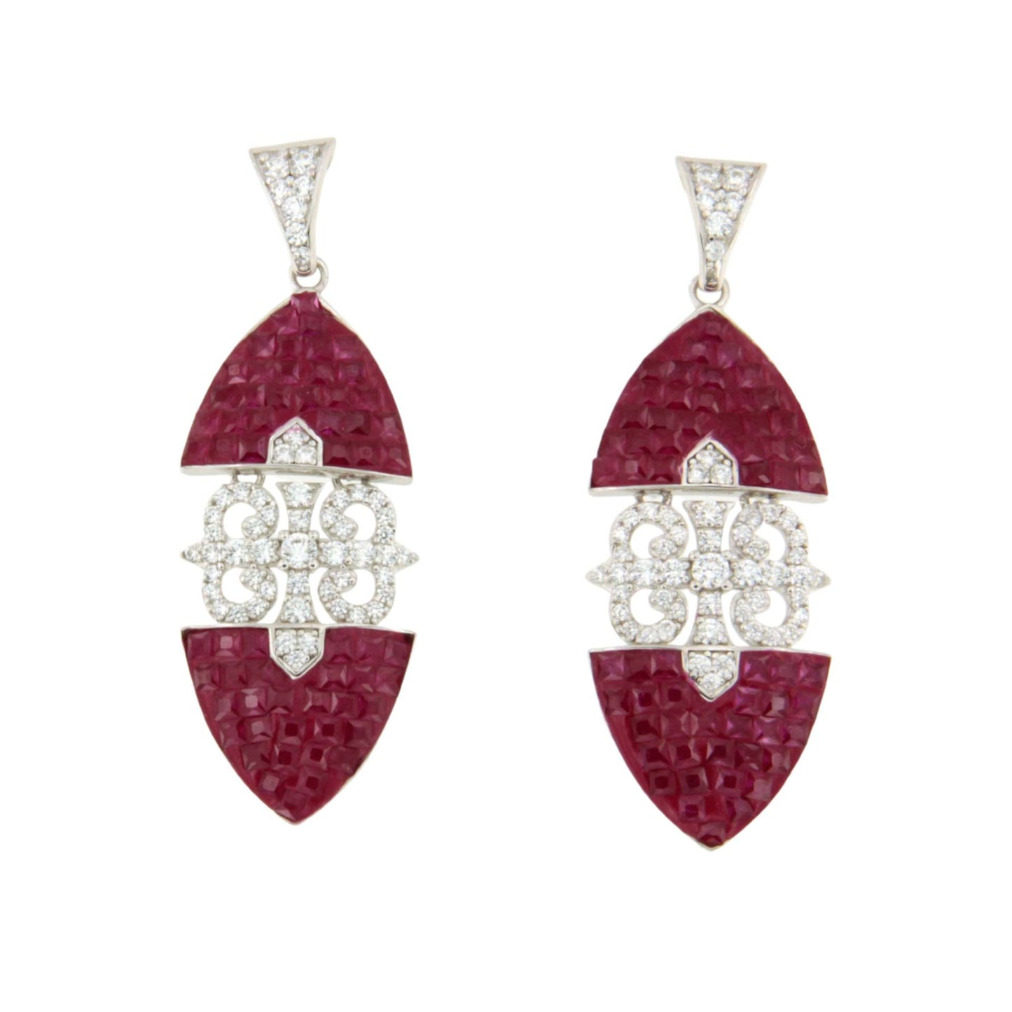 Pendientes LYRA, en plata 1ª ley con circonitas en engaste invisible