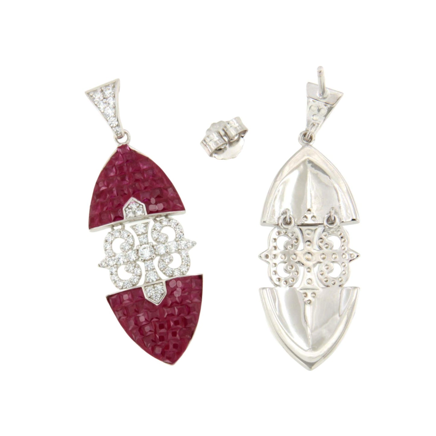 Pendientes LYRA, en plata 1ª ley con circonitas en engaste invisible