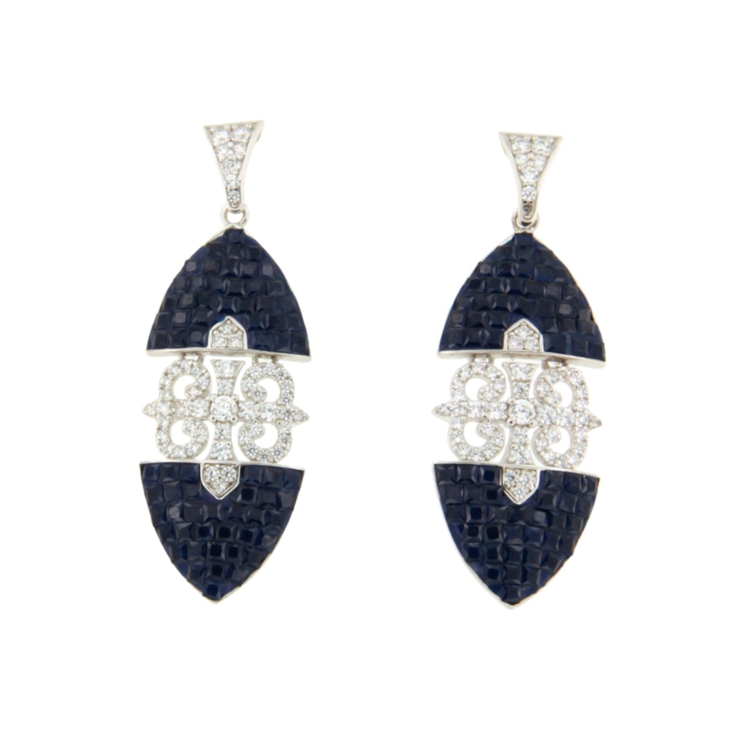 Pendientes LYRA, en plata 1ª ley con circonitas en engaste invisible