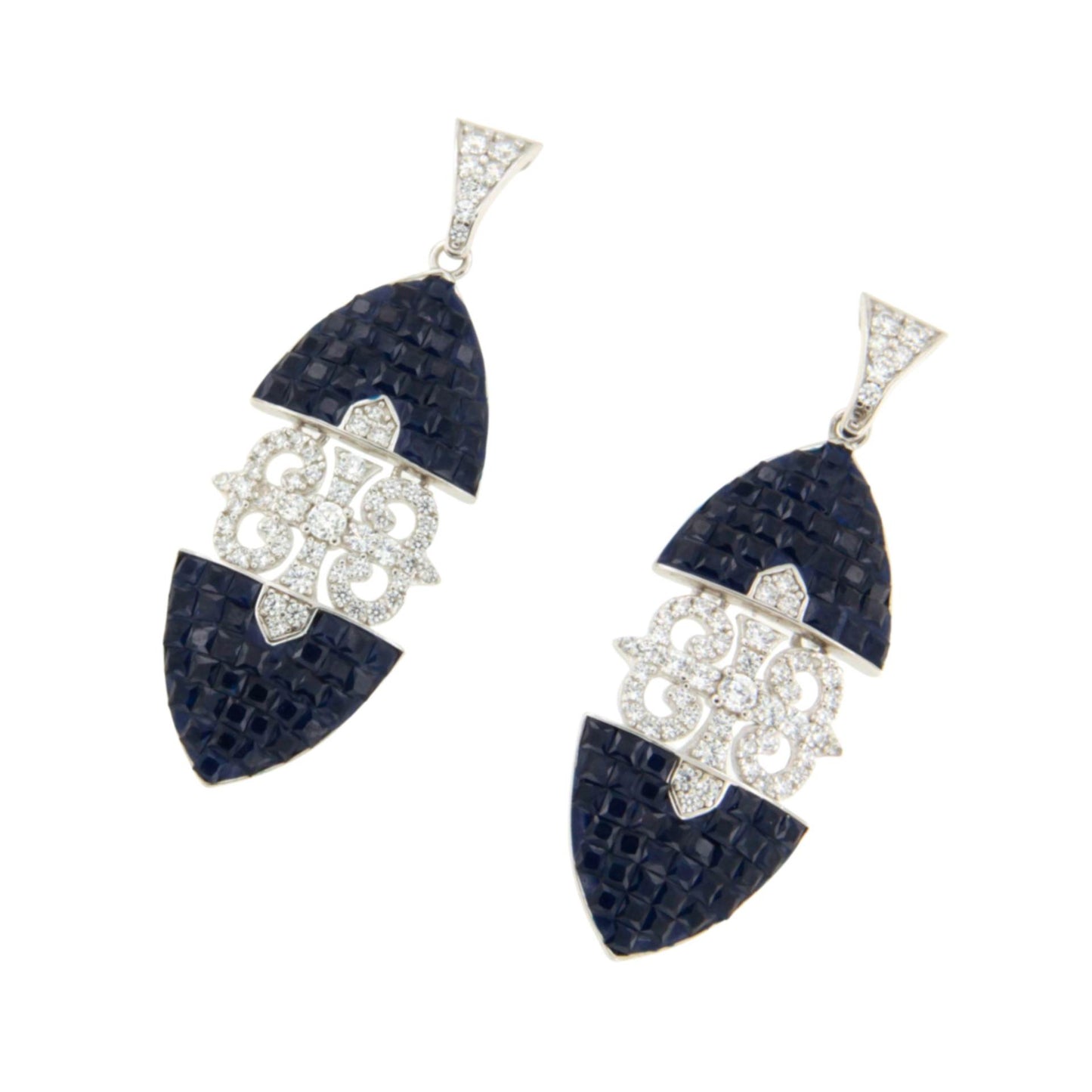 Pendientes LYRA, en plata 1ª ley con circonitas en engaste invisible