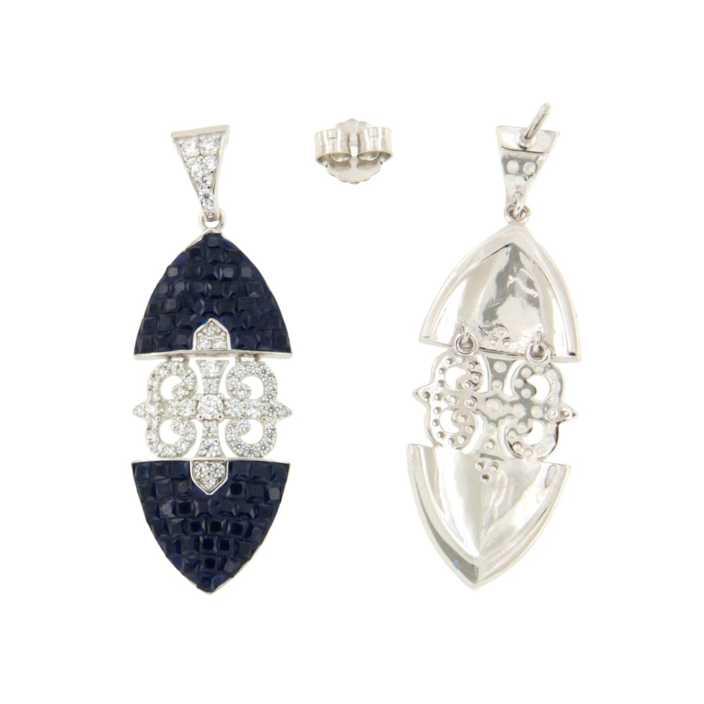Pendientes LYRA, en plata 1ª ley con circonitas en engaste invisible