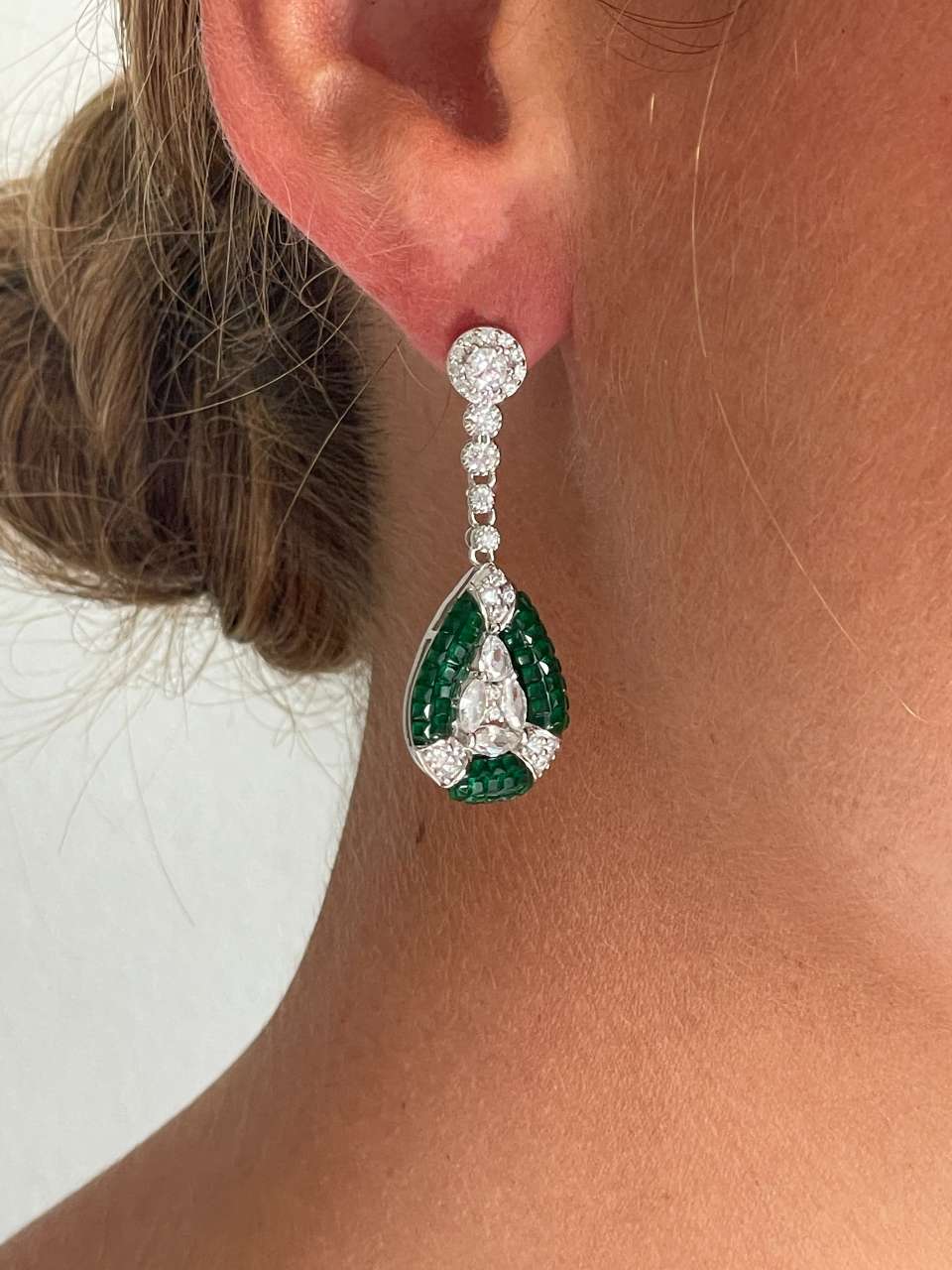 Pendientes MIREL, en plata 1ª ley con circonitas en engaste invisible (Copia)